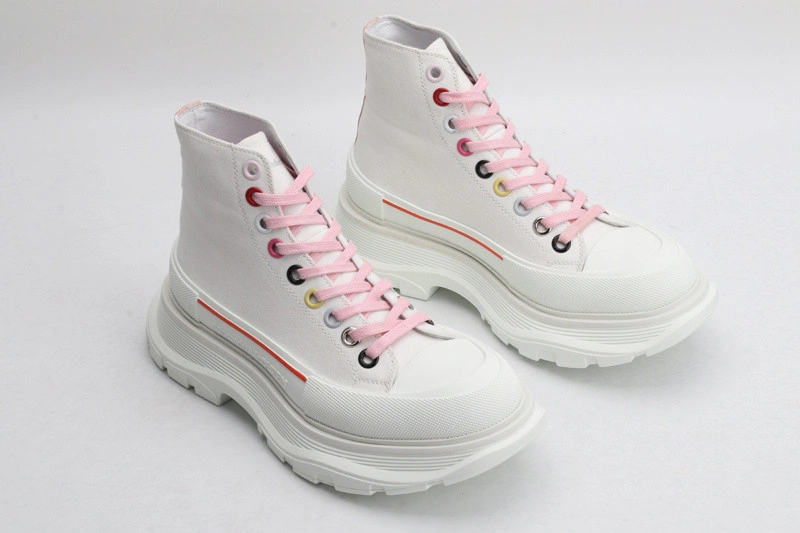 ALEX MCQ TREAD SLICK BOOT  IN  WHITE WITH RED LINE