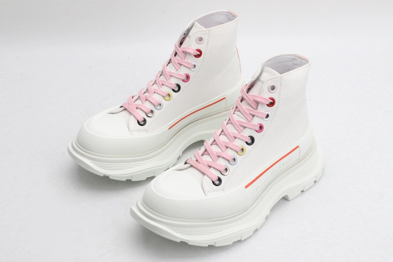 ALEX MCQ TREAD SLICK BOOT  IN  WHITE WITH RED LINE