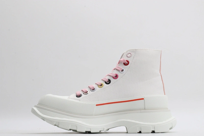 ALEX MCQ TREAD SLICK BOOT  IN  WHITE WITH RED LINE