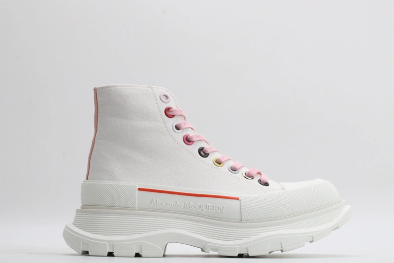 ALEX MCQ TREAD SLICK BOOT  IN  WHITE WITH RED LINE
