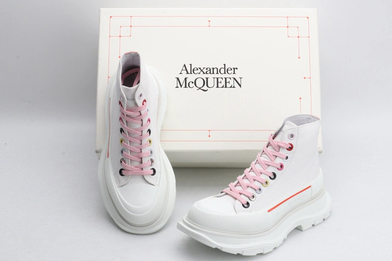 ALEX MCQ TREAD SLICK BOOT  IN  WHITE WITH RED LINE