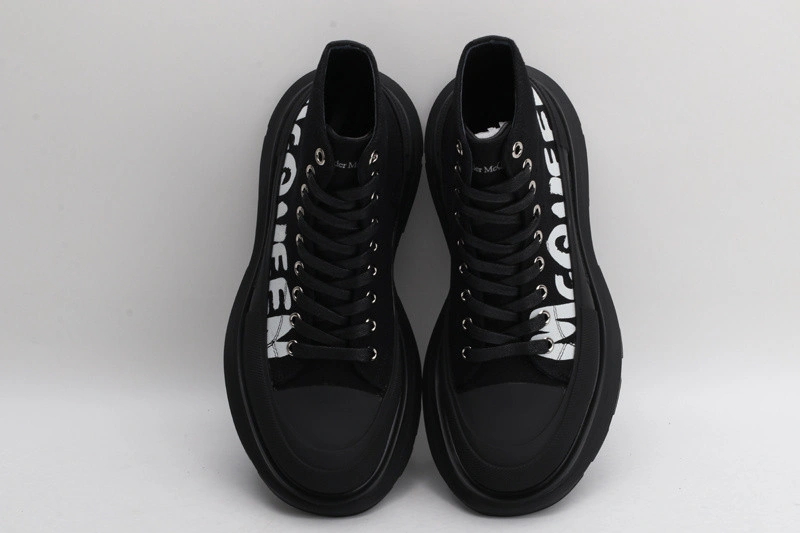 ALEX MCQ TREAD SLICK BOOT IN BLACK WITH LETTERS