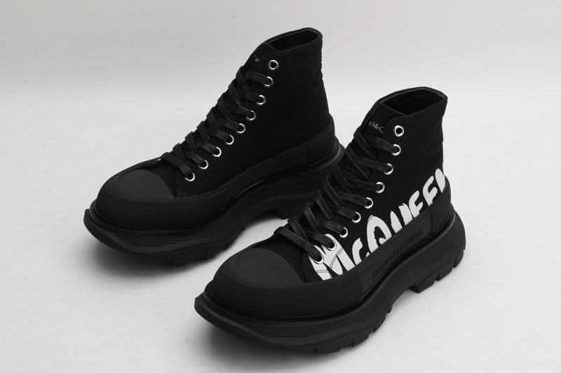 ALEX MCQ TREAD SLICK BOOT IN BLACK WITH LETTERS