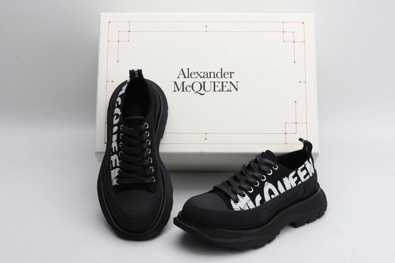 ALEX MCQ TREAD SLICK LACE UP IN BLACK WITH LETTERS
