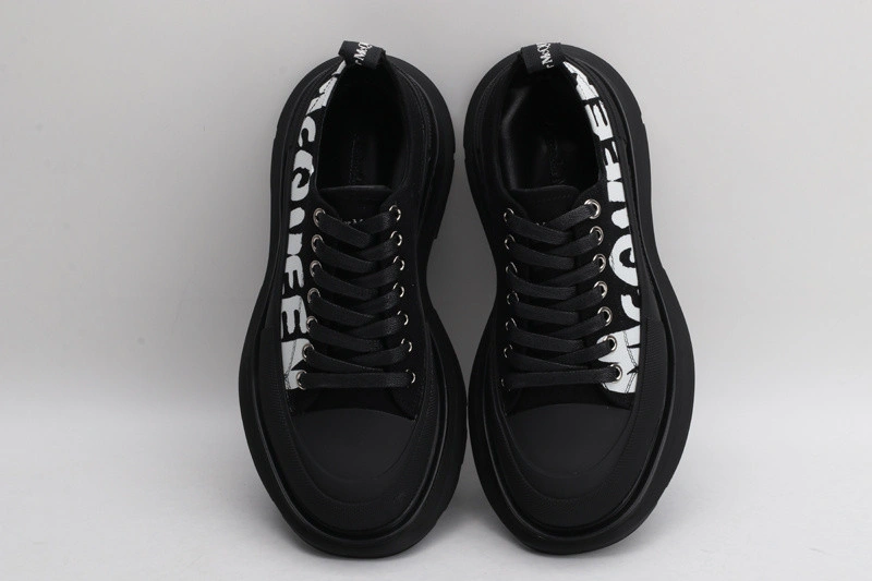 ALEX MCQ TREAD SLICK LACE UP IN BLACK WITH LETTERS