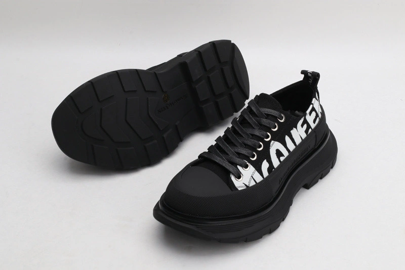 ALEX MCQ TREAD SLICK LACE UP IN BLACK WITH LETTERS