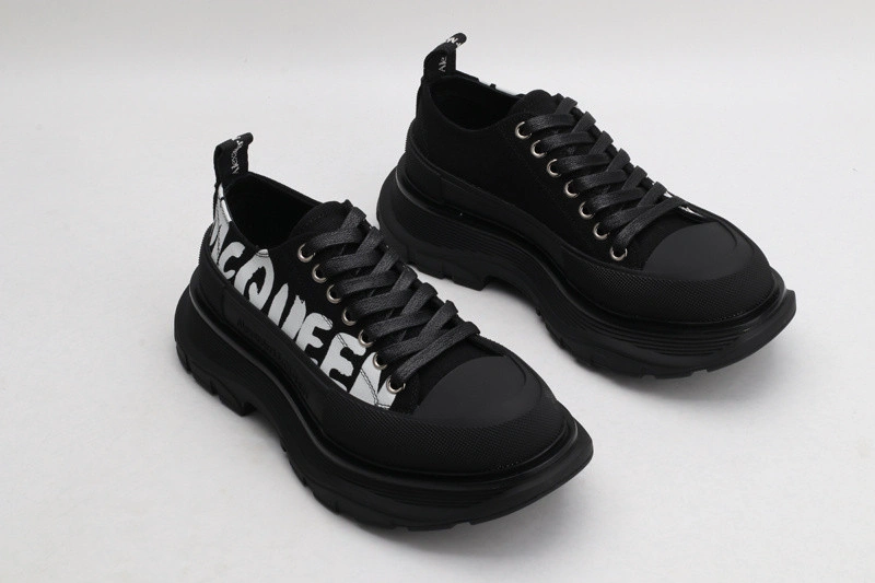 ALEX MCQ TREAD SLICK LACE UP IN BLACK WITH LETTERS