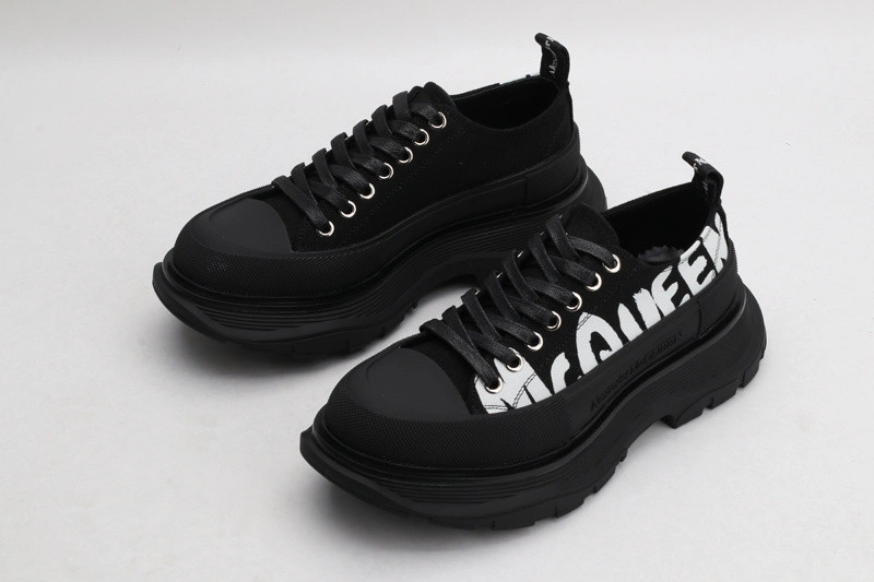 ALEX MCQ TREAD SLICK LACE UP IN BLACK WITH LETTERS