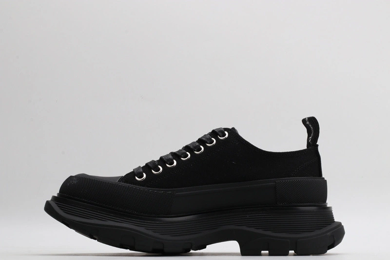 ALEX MCQ TREAD SLICK LACE UP IN BLACK WITH LETTERS