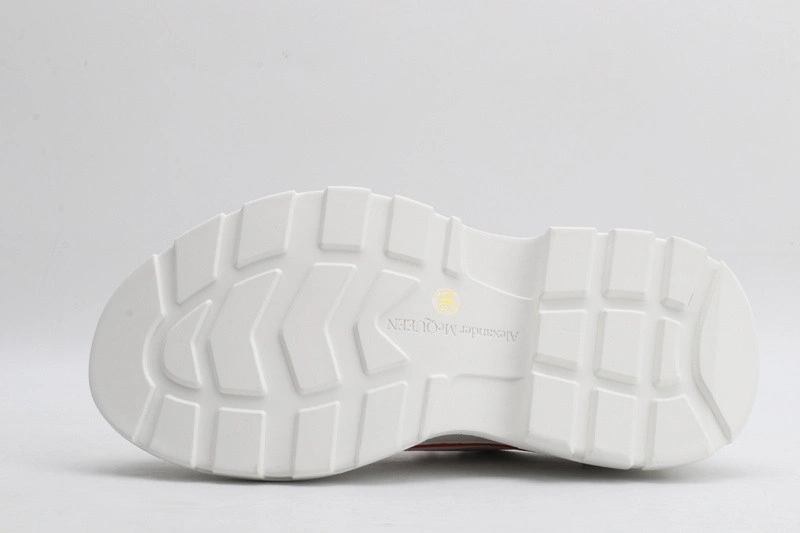 ALEX MCQ TREAD SLICK LACE UP IN WHITE WITH RED LINE