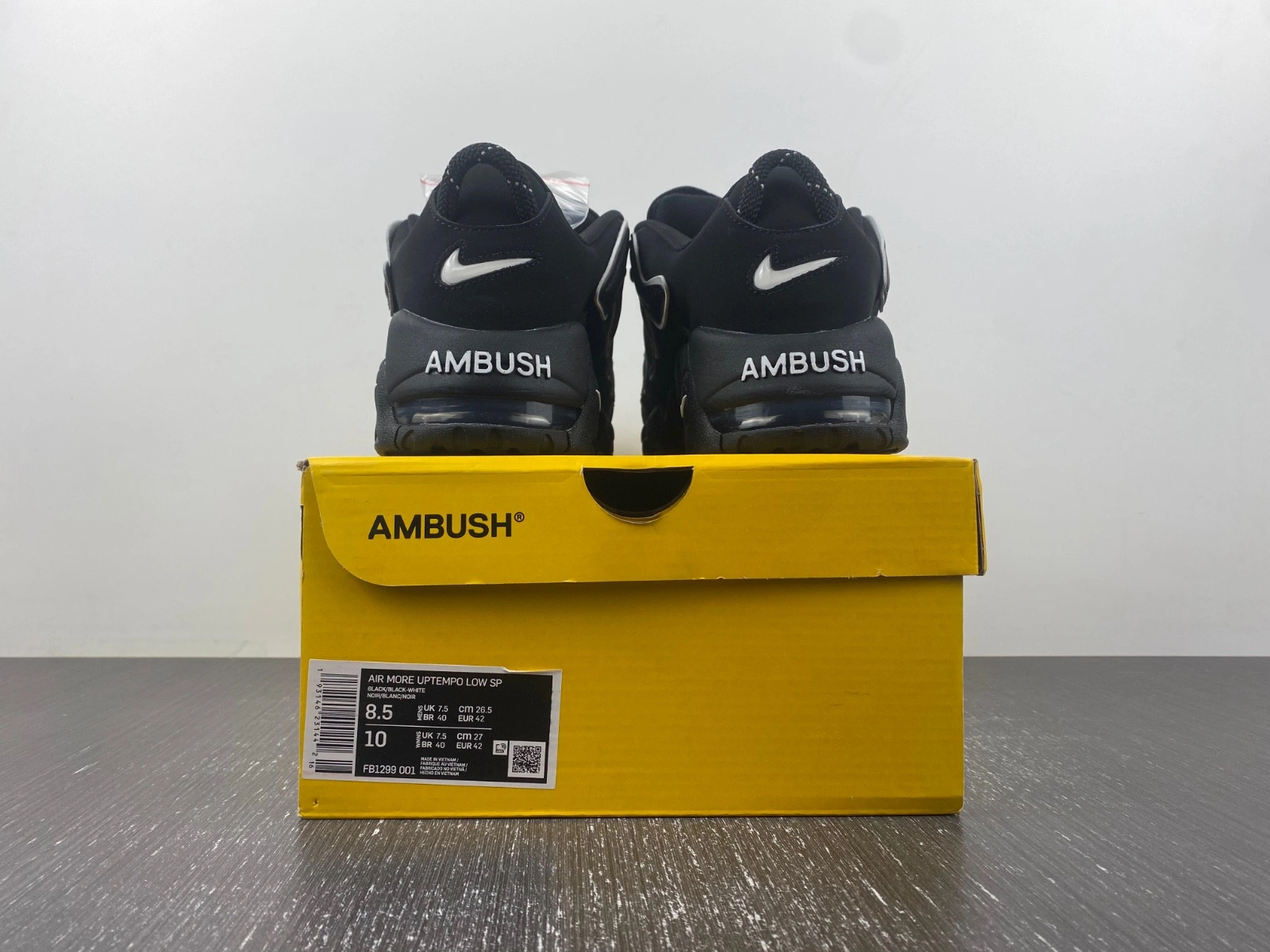 AMBUSH x Nike Air More Uptempo Low “Black White”  FB1299-001