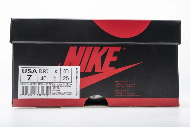 Air Jordan 1 Retro High Banned Black Red  555088-001