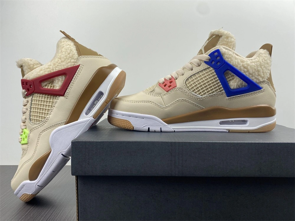 Air Jordan 4 Retro Beige Blue Red Blue Shoes DC0790-103