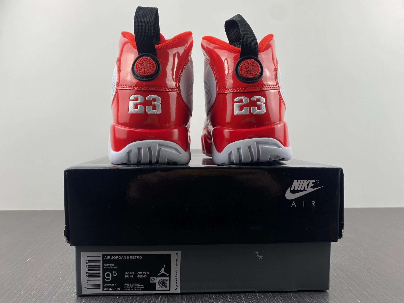 Air Jordan 9 White Gym Red Red Black  302370-160L