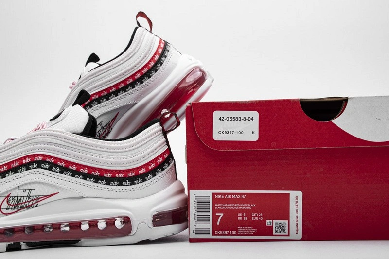 Air Max 97 Sketch Logo White Black Red   CK9397-100
