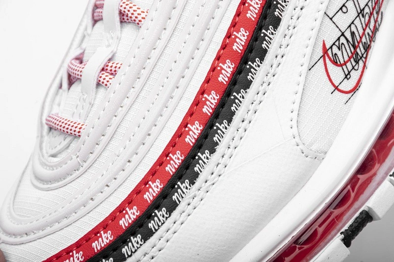 Air Max 97 Sketch Logo White Black Red   CK9397-100