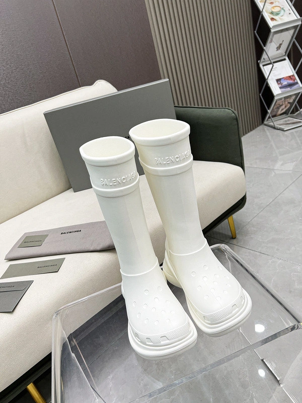 BALENCIAGA  Croc Rubber Rain Boots WHITE