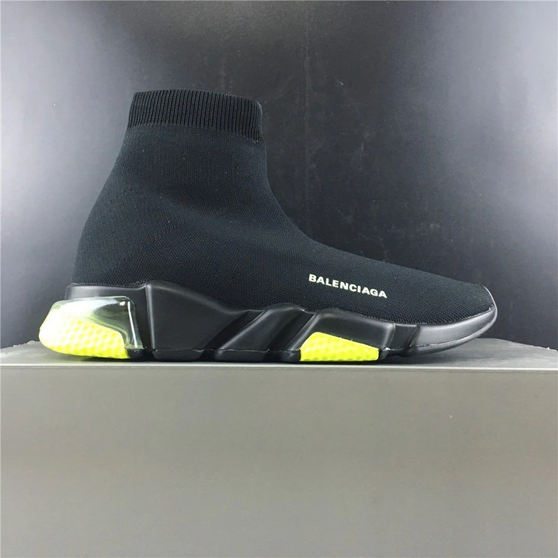 BALENCIAGA  SPEED TRAINER SNEAKERS WITH YELLOW BOTTOM