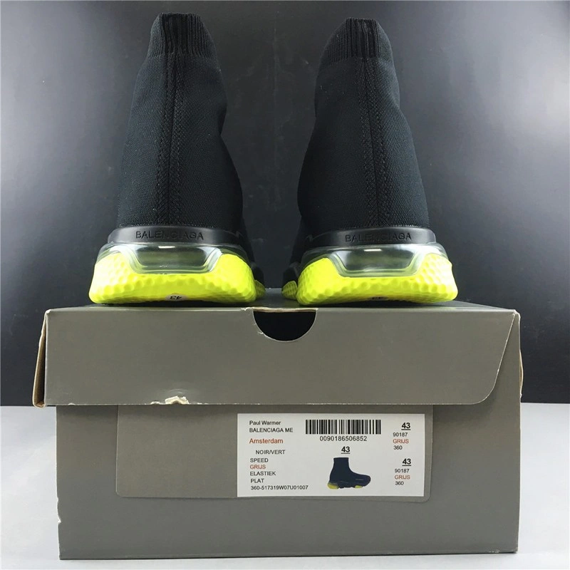 BALENCIAGA  SPEED TRAINER SNEAKERS WITH YELLOW BOTTOM