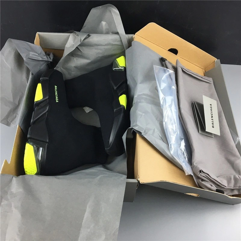 BALENCIAGA  SPEED TRAINER SNEAKERS WITH YELLOW BOTTOM