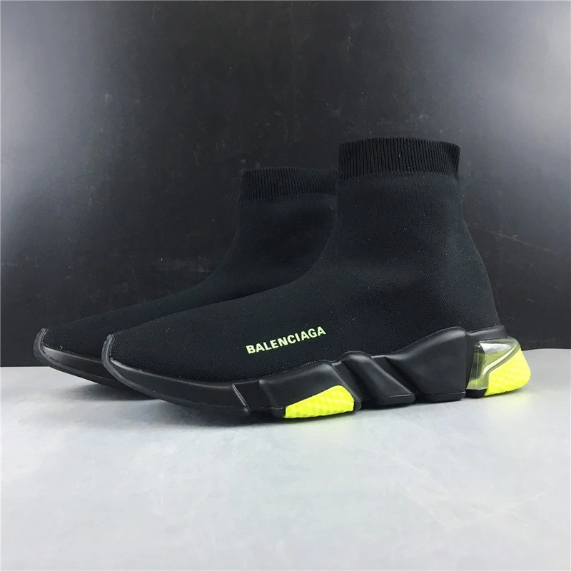BALENCIAGA  SPEED TRAINER SNEAKERS WITH YELLOW BOTTOM