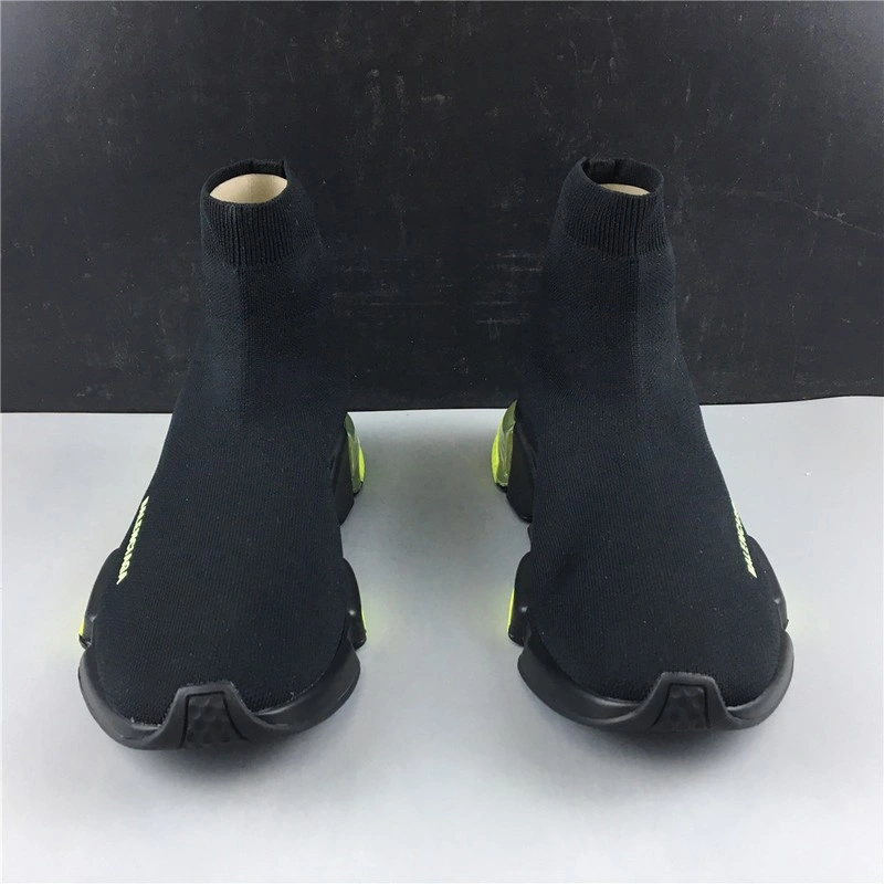 BALENCIAGA  SPEED TRAINER SNEAKERS WITH YELLOW BOTTOM