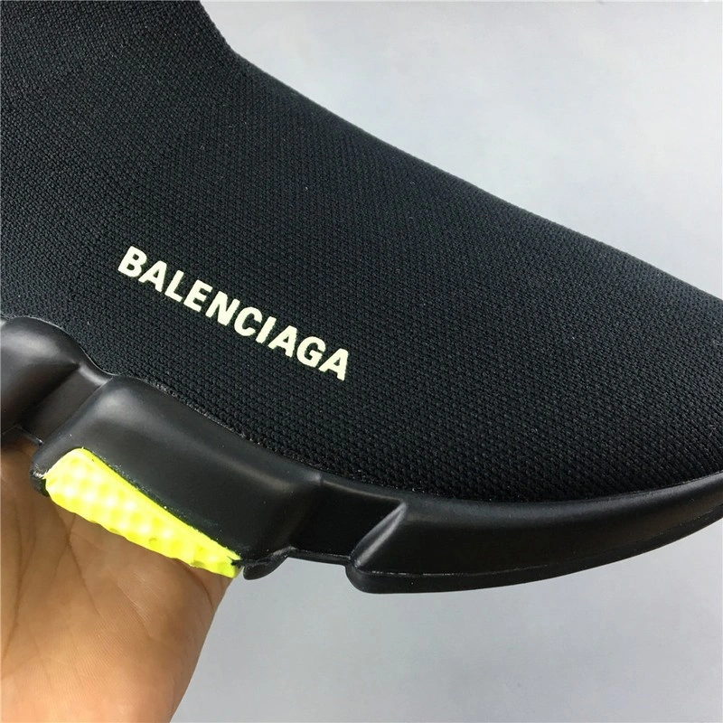 BALENCIAGA  SPEED TRAINER SNEAKERS WITH YELLOW BOTTOM
