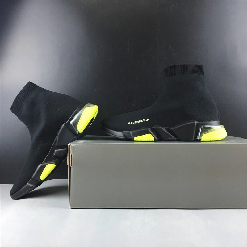 BALENCIAGA  SPEED TRAINER SNEAKERS WITH YELLOW BOTTOM