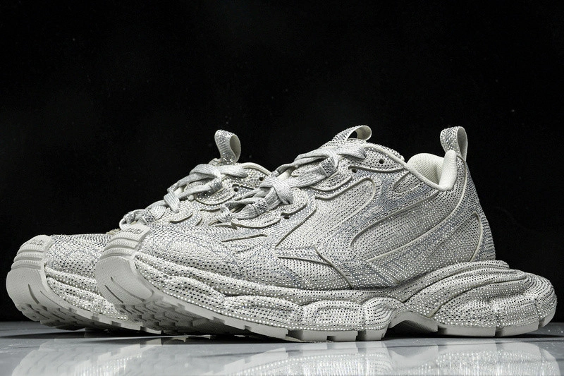 BALENCIAGA Women's 3xl Sneaker With Rhinestones in Light Grey