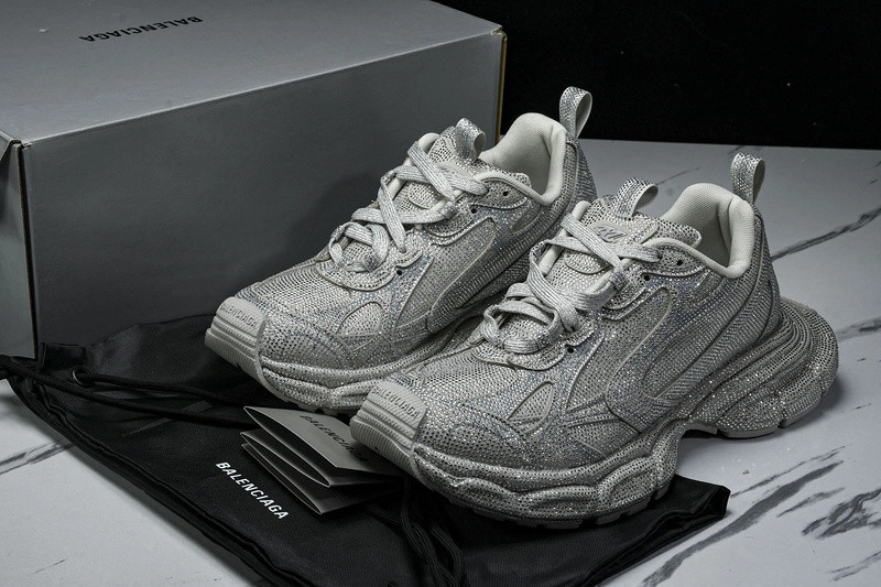 BALENCIAGA Women's 3xl Sneaker With Rhinestones in Light Grey