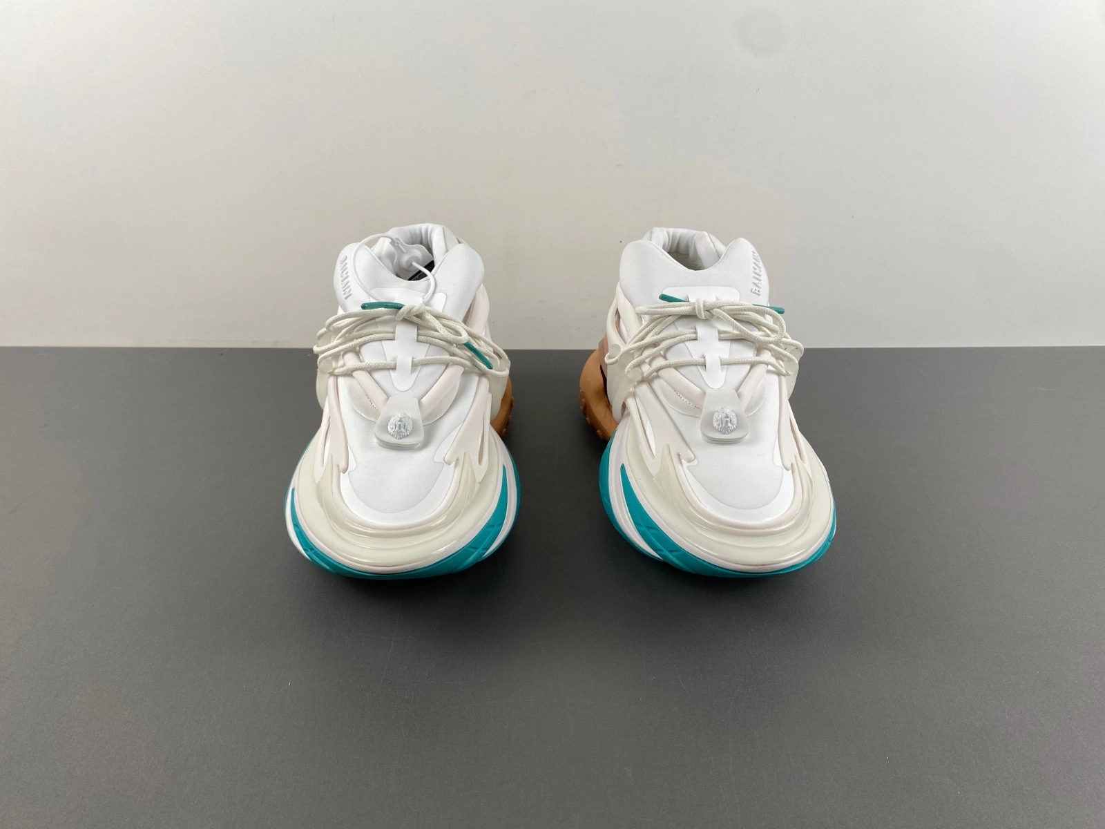 BALMAIN NEOPRENE AND LEATHER UNICORN LOW-TOP SNEAKERS