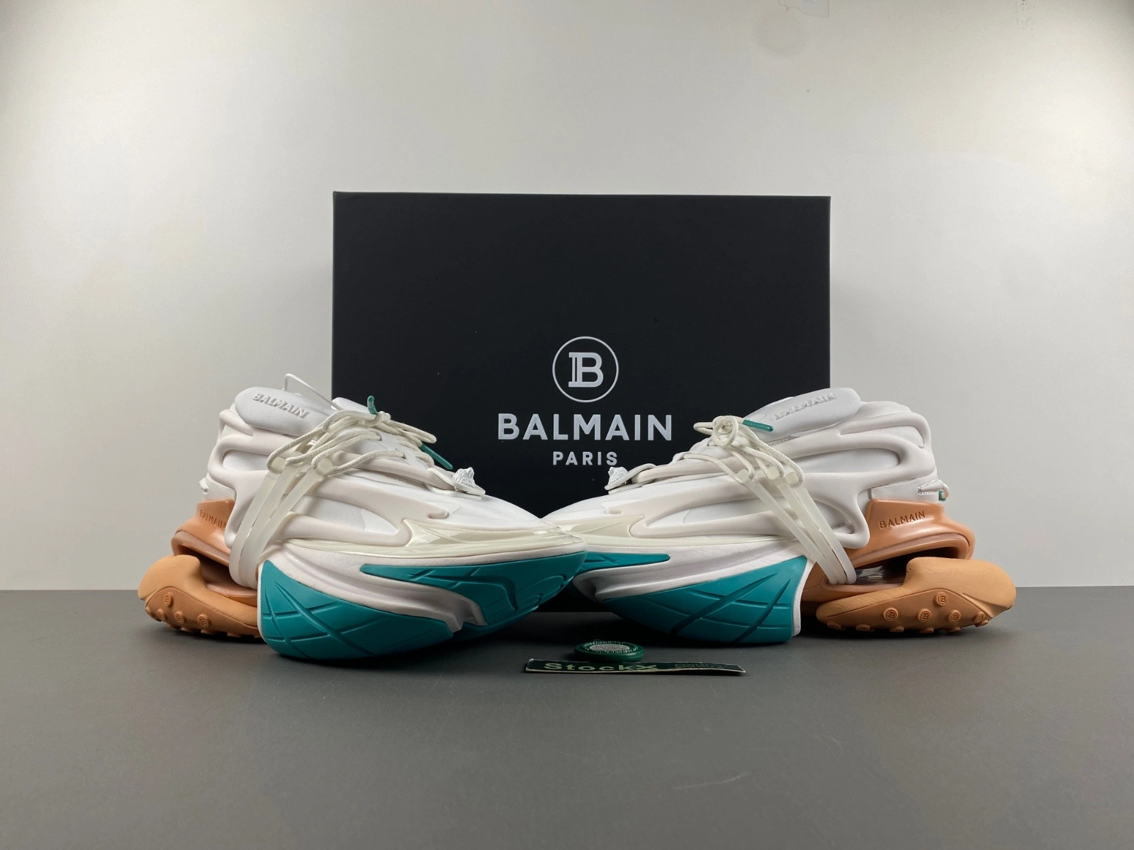 BALMAIN NEOPRENE AND LEATHER UNICORN LOW-TOP SNEAKERS