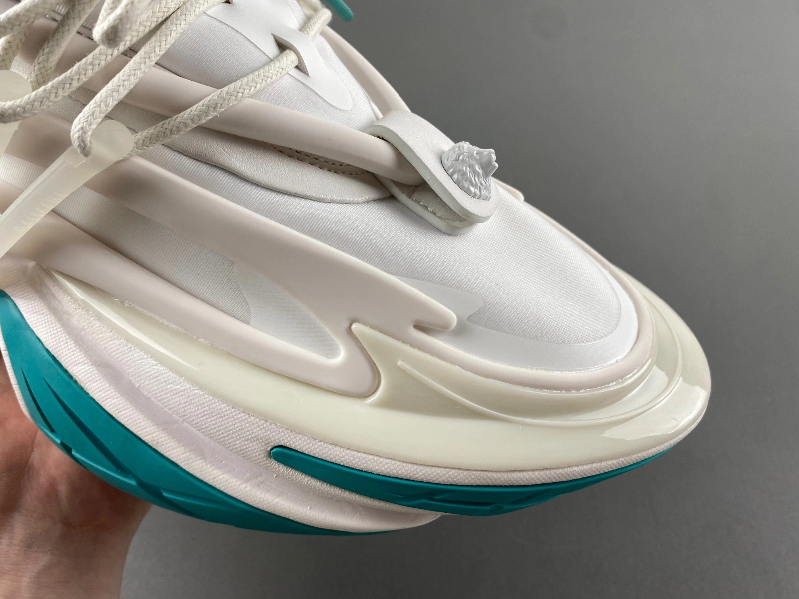 BALMAIN NEOPRENE AND LEATHER UNICORN LOW-TOP SNEAKERS