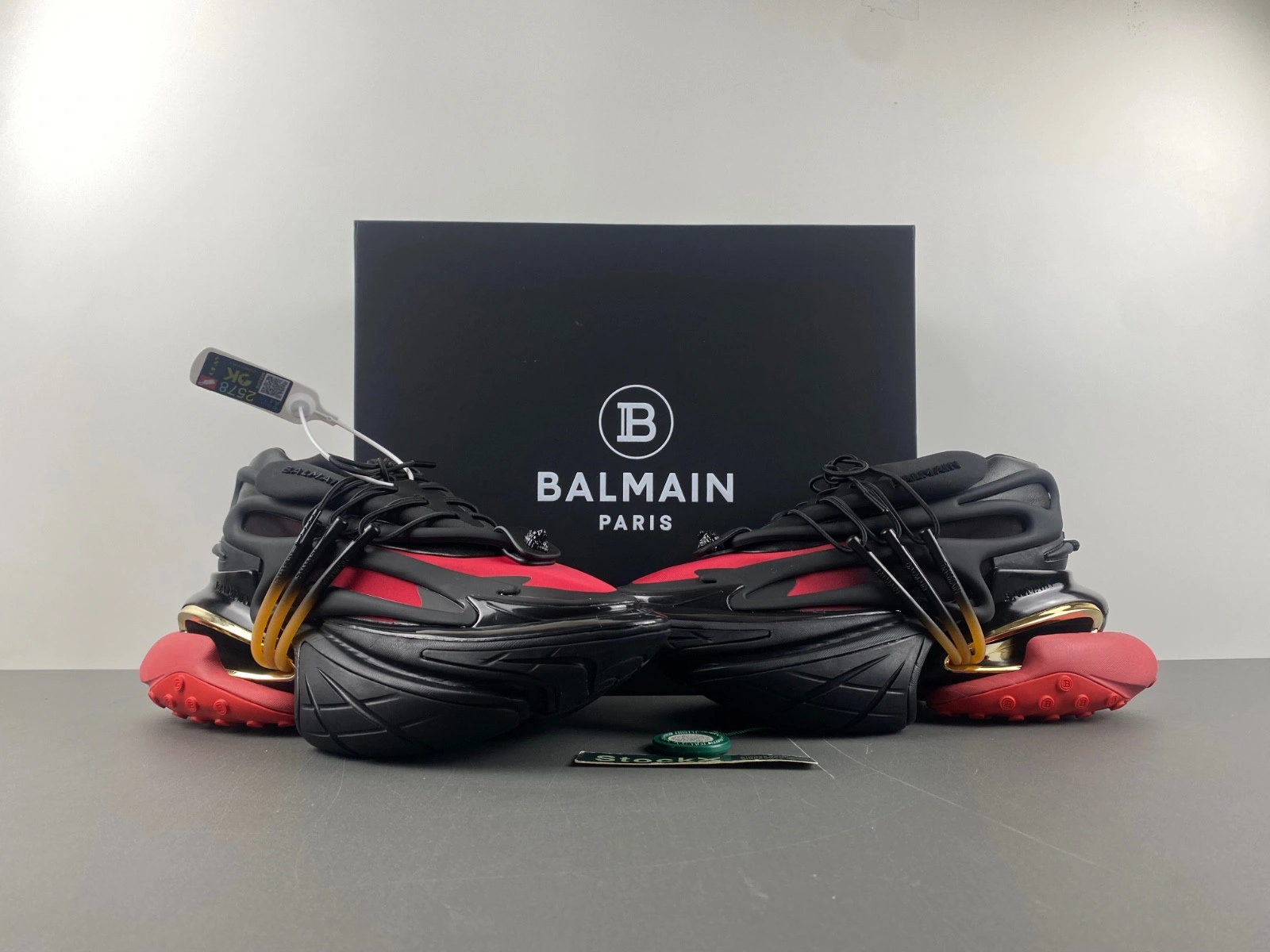 BALMAIN NEOPRENE AND LEATHER UNICORN LOW-TOP SNEAKERS