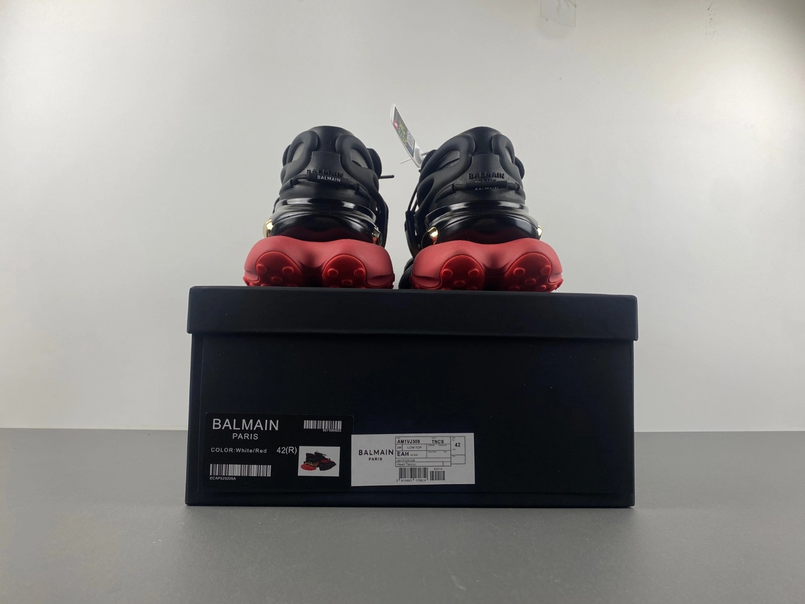 BALMAIN NEOPRENE AND LEATHER UNICORN LOW-TOP SNEAKERS