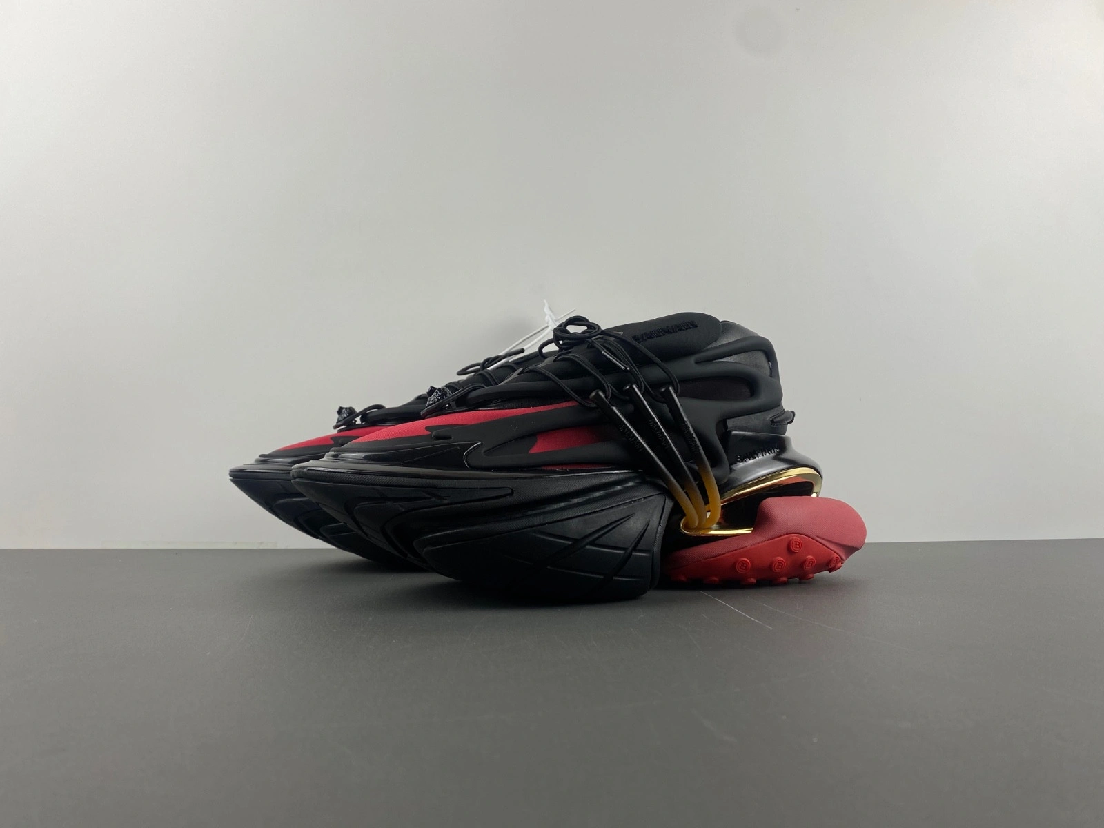 BALMAIN NEOPRENE AND LEATHER UNICORN LOW-TOP SNEAKERS