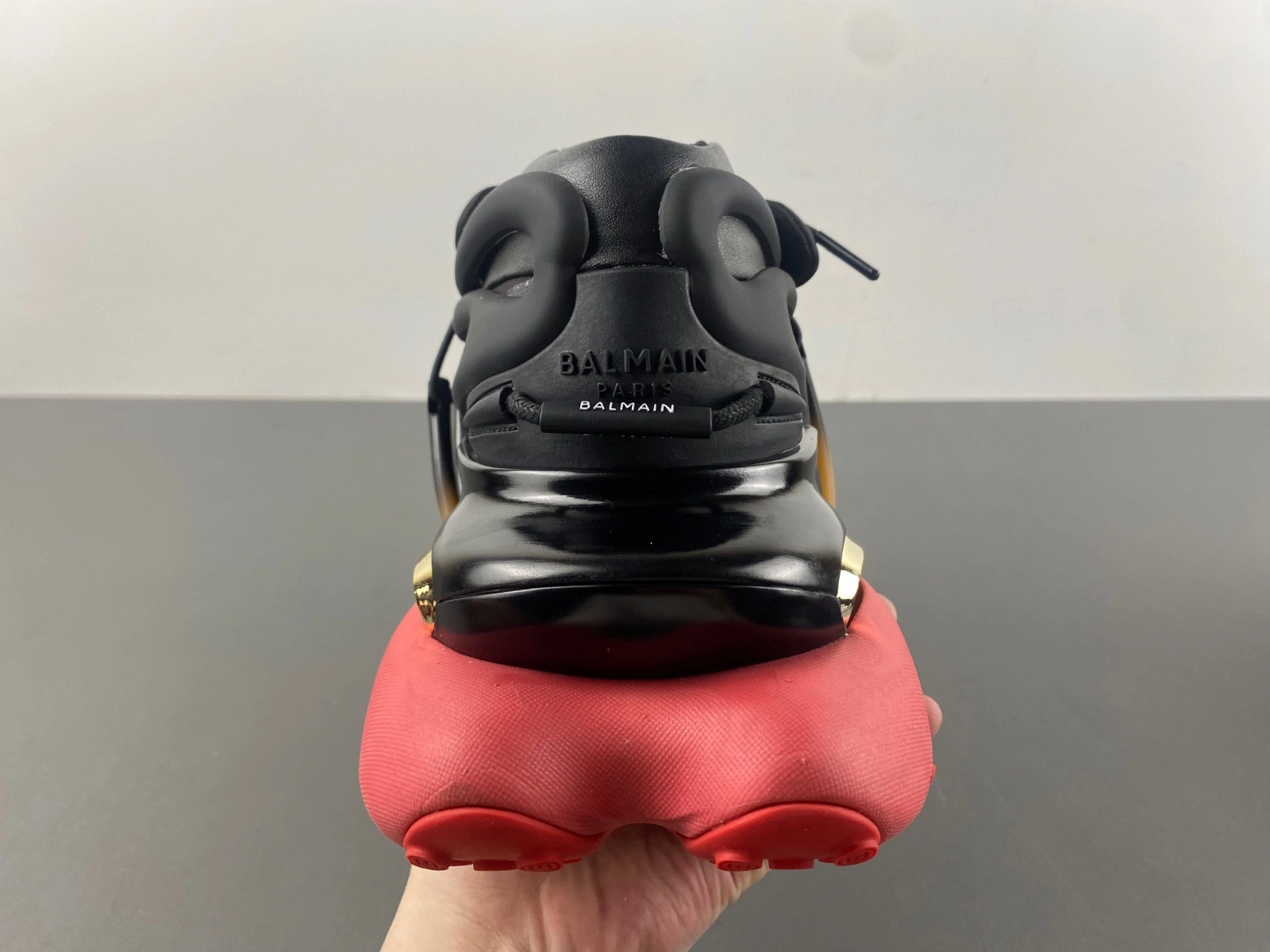 BALMAIN NEOPRENE AND LEATHER UNICORN LOW-TOP SNEAKERS