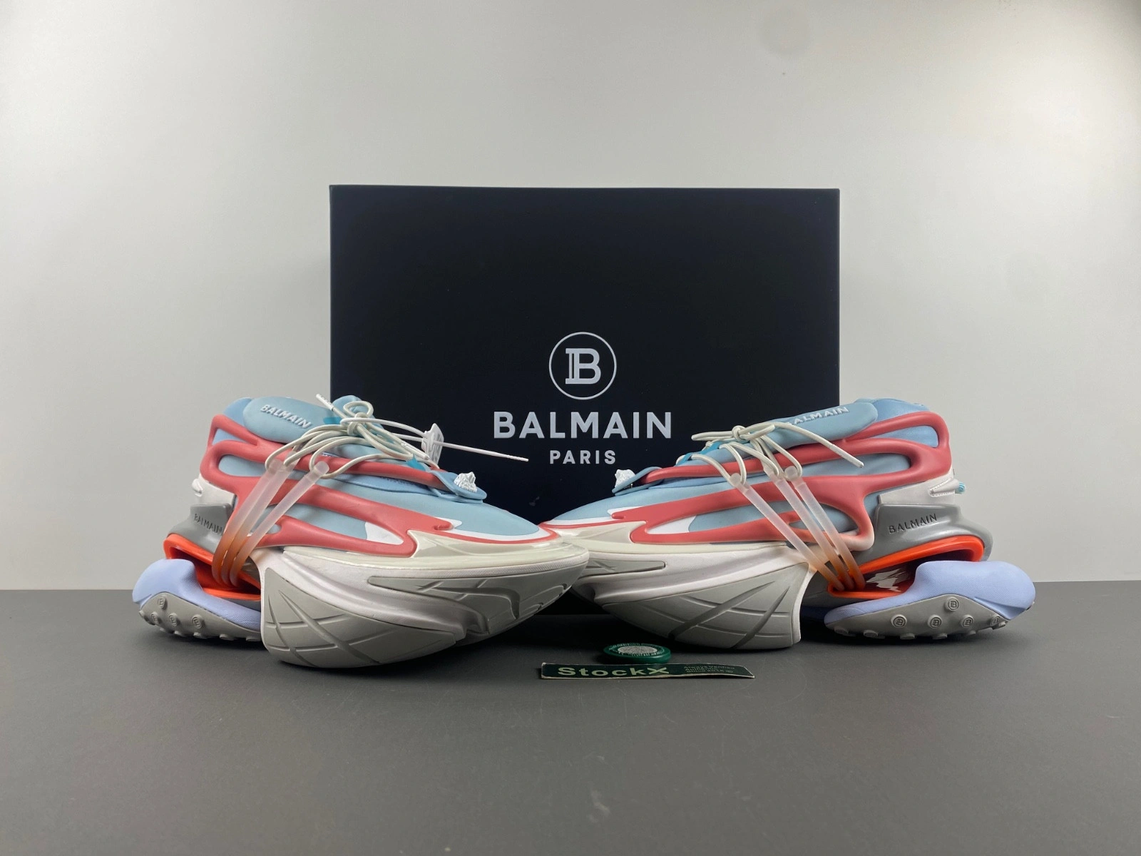 BALMAIN NEOPRENE AND LEATHER UNICORN LOW-TOP SNEAKERS
