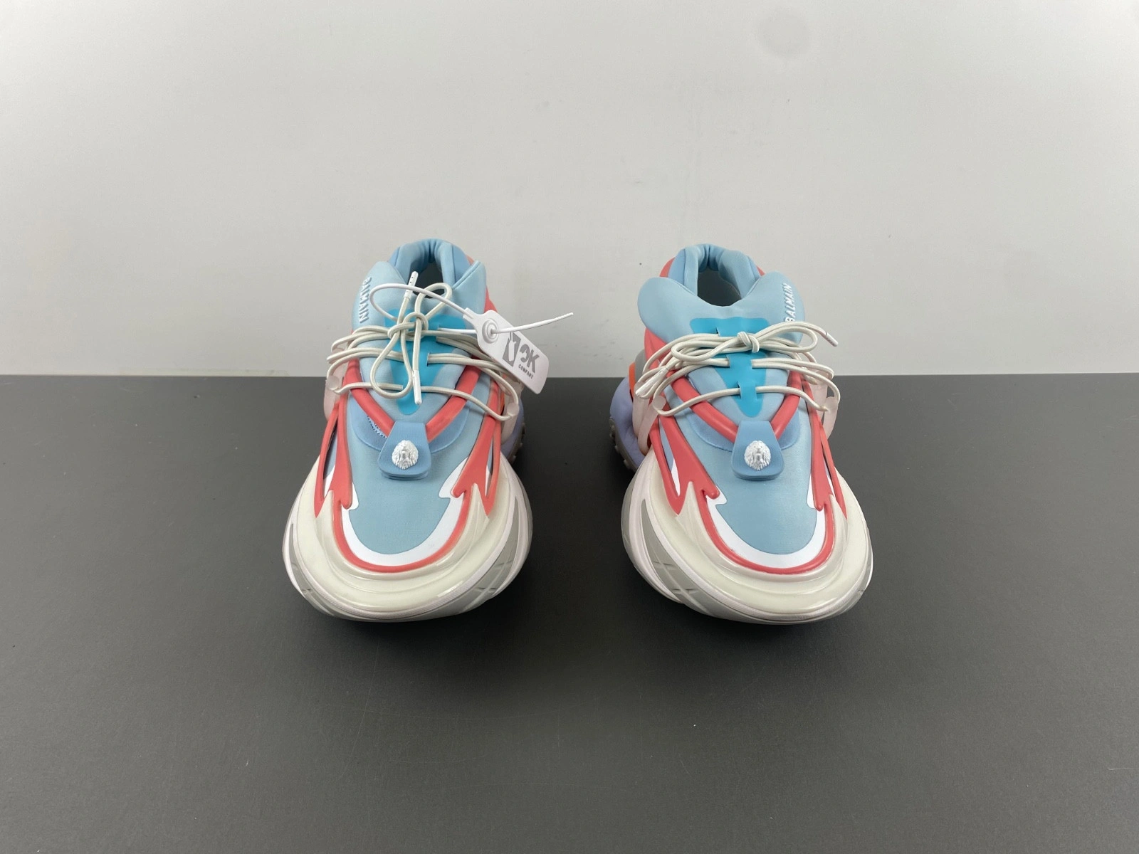 BALMAIN NEOPRENE AND LEATHER UNICORN LOW-TOP SNEAKERS