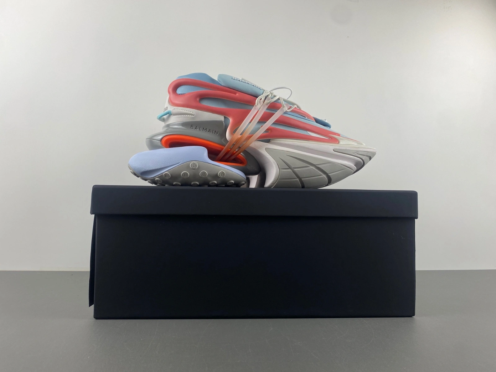 BALMAIN NEOPRENE AND LEATHER UNICORN LOW-TOP SNEAKERS