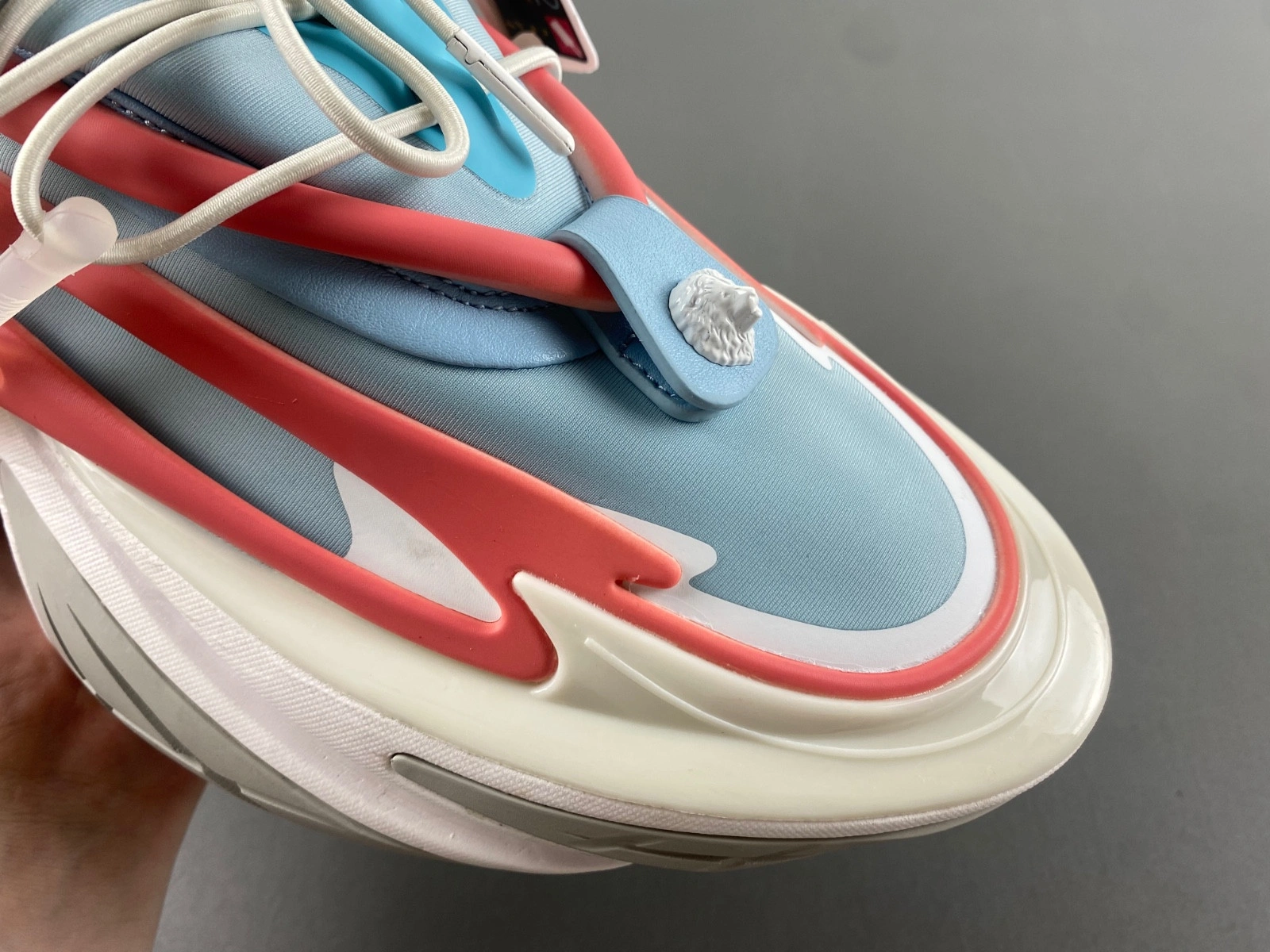 BALMAIN NEOPRENE AND LEATHER UNICORN LOW-TOP SNEAKERS