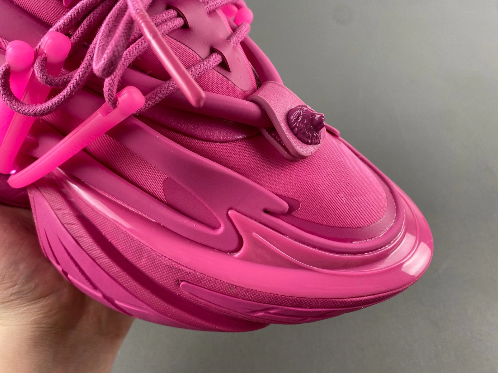 BALMAIN NEOPRENE AND LEATHER UNICORN LOW-TOP SNEAKERS