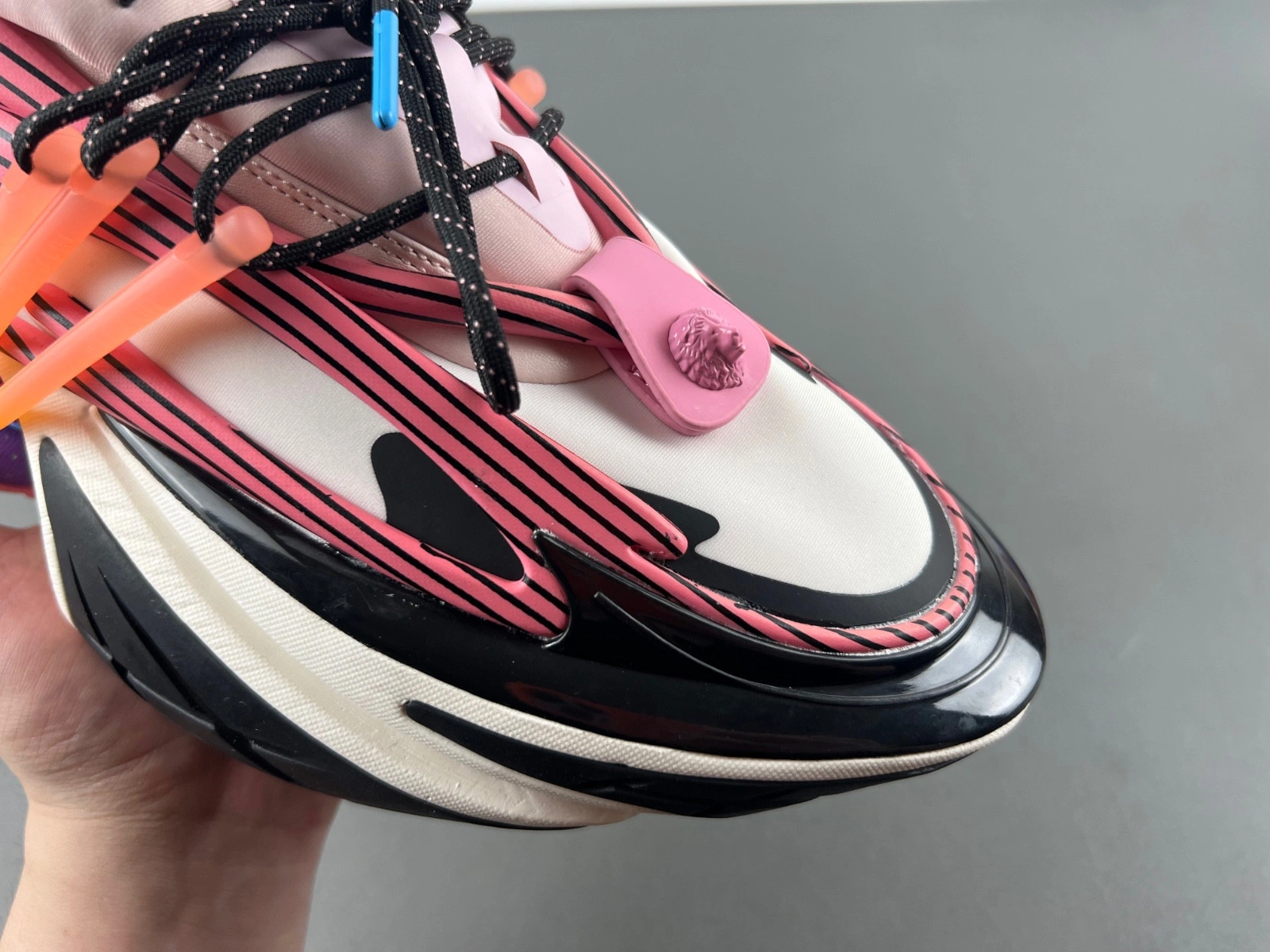 BALMAIN NEOPRENE AND LEATHER UNICORN LOW-TOP SNEAKERS