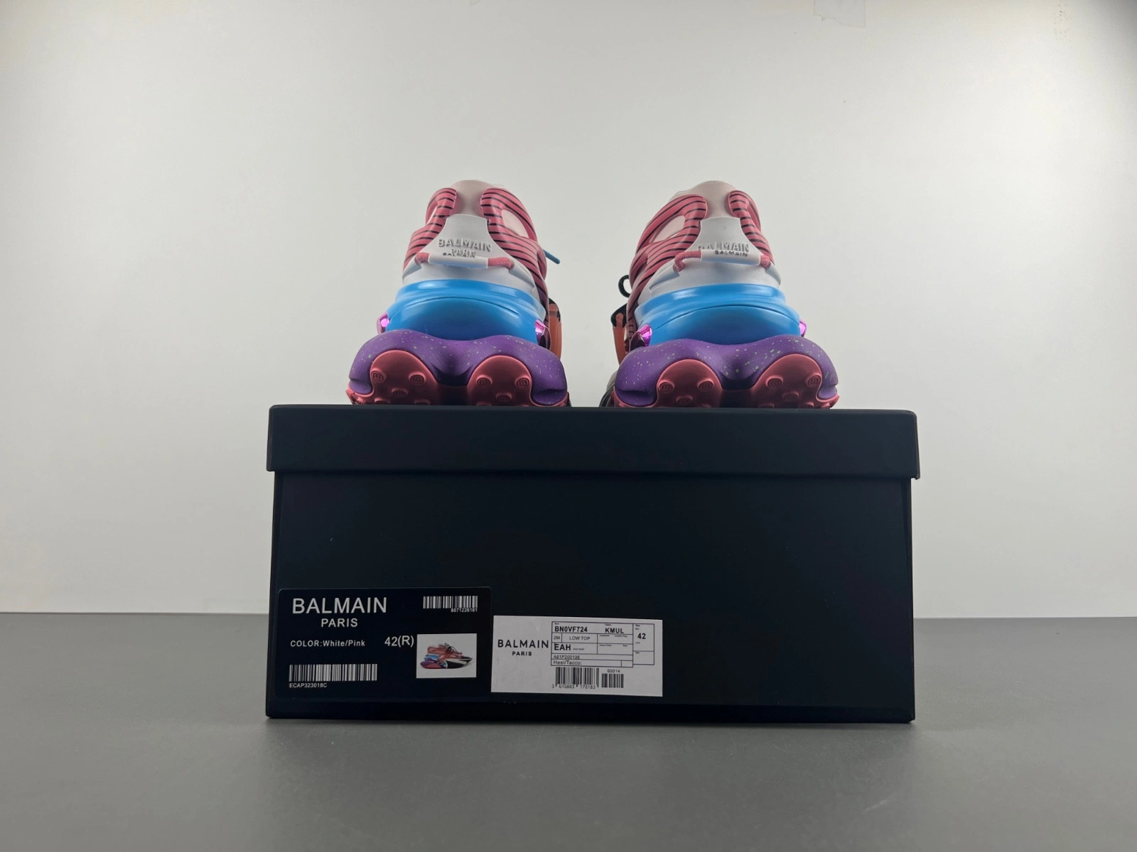 BALMAIN NEOPRENE AND LEATHER UNICORN LOW-TOP SNEAKERS