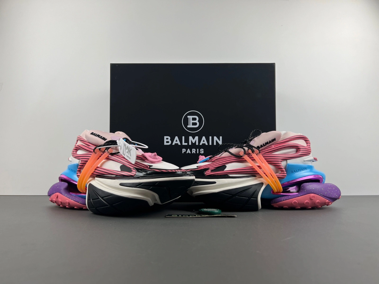 BALMAIN NEOPRENE AND LEATHER UNICORN LOW-TOP SNEAKERS