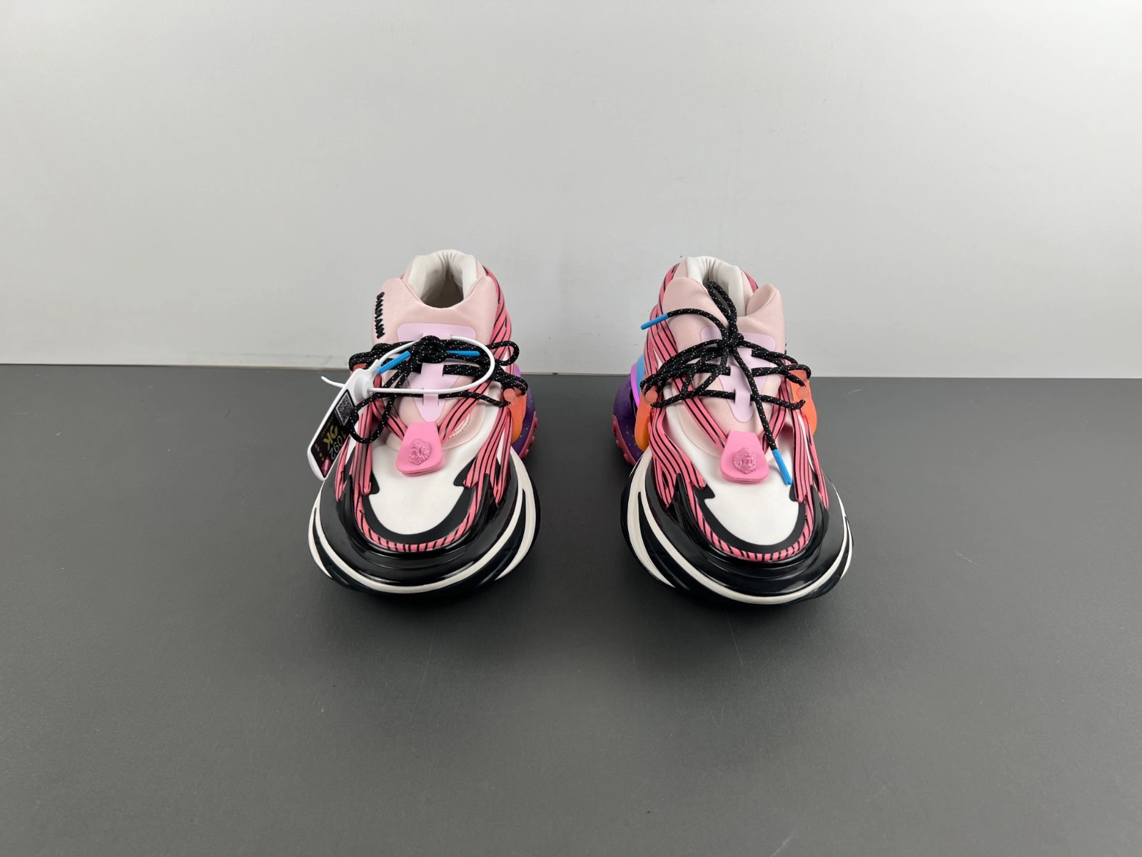 BALMAIN NEOPRENE AND LEATHER UNICORN LOW-TOP SNEAKERS