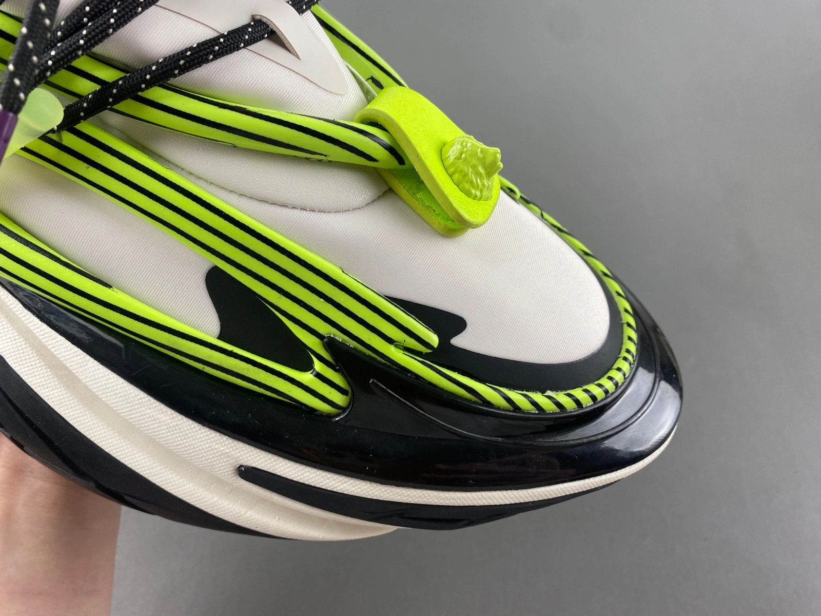 BALMAIN NEOPRENE AND LEATHER UNICORN LOW-TOP SNEAKERS