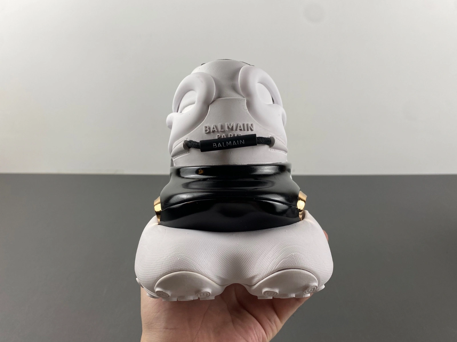 BALMAIN NEOPRENE AND LEATHER UNICORN LOW-TOP SNEAKERS
