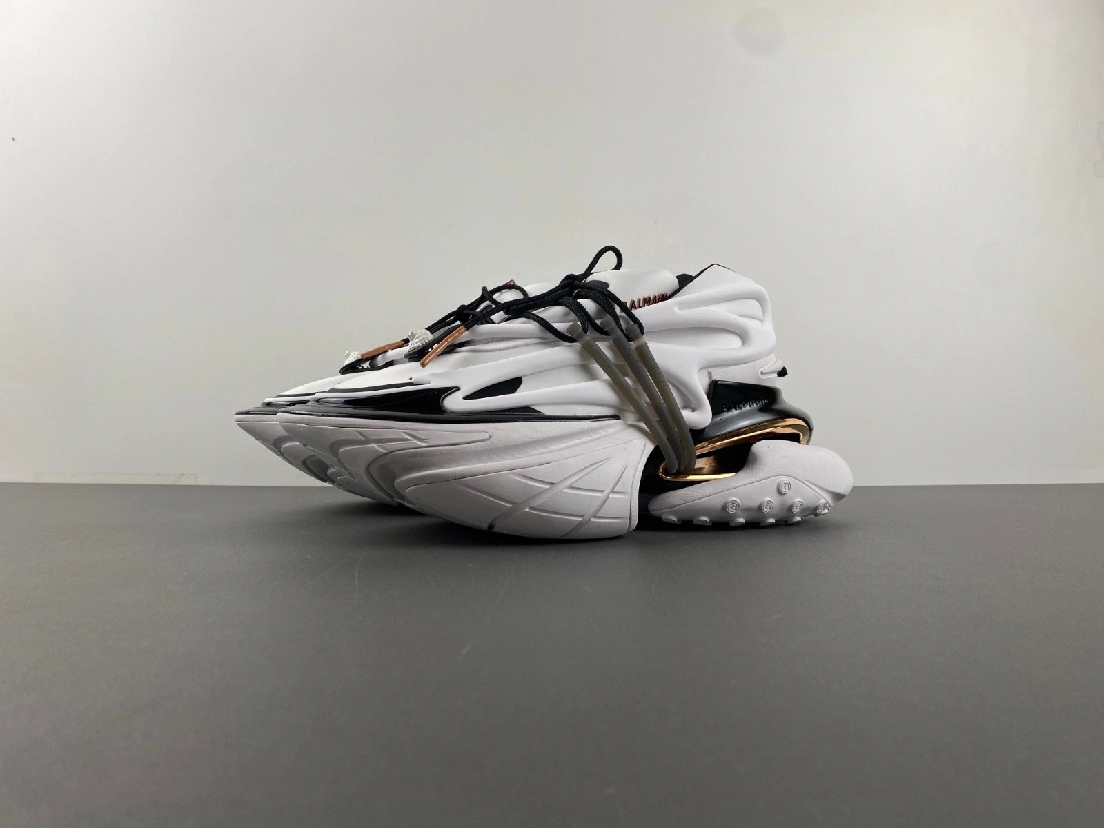 BALMAIN NEOPRENE AND LEATHER UNICORN LOW-TOP SNEAKERS