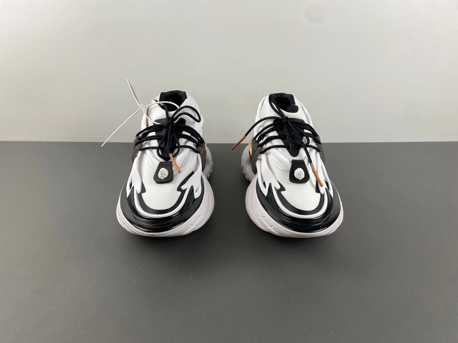 BALMAIN NEOPRENE AND LEATHER UNICORN LOW-TOP SNEAKERS